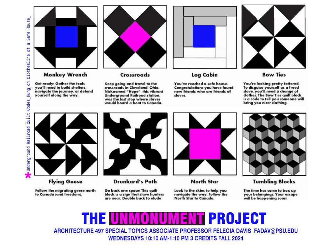 A poster for an architecture elective course that will work on the Unmonument Project.