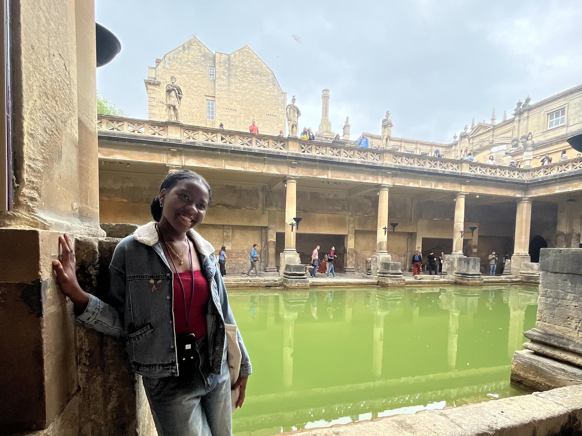 Penn State student Kahlie Wray stands in front of the Roman baths in Bath, England.