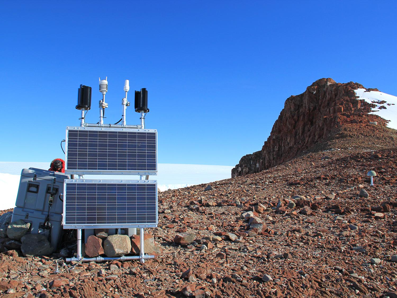 Metal equipment on rocky ground