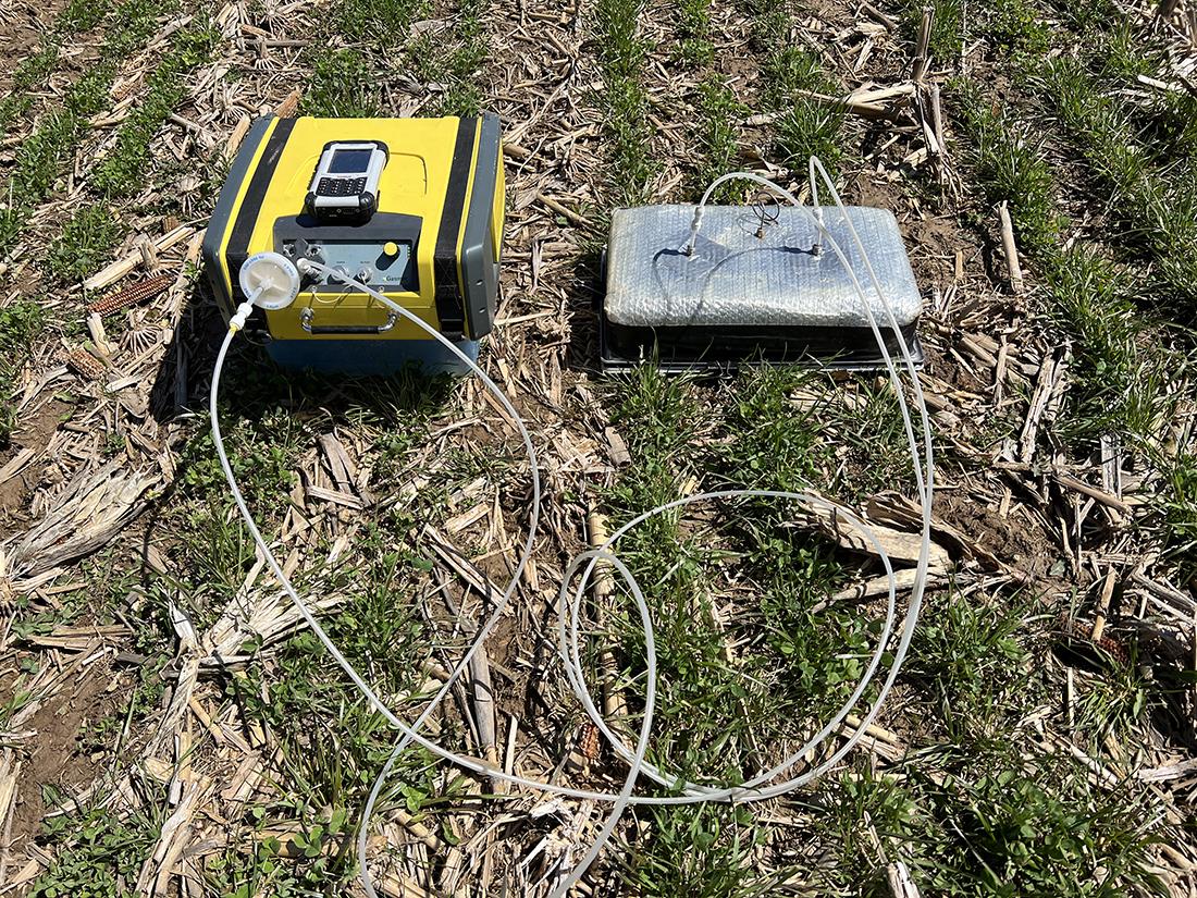 Research equipment in a field