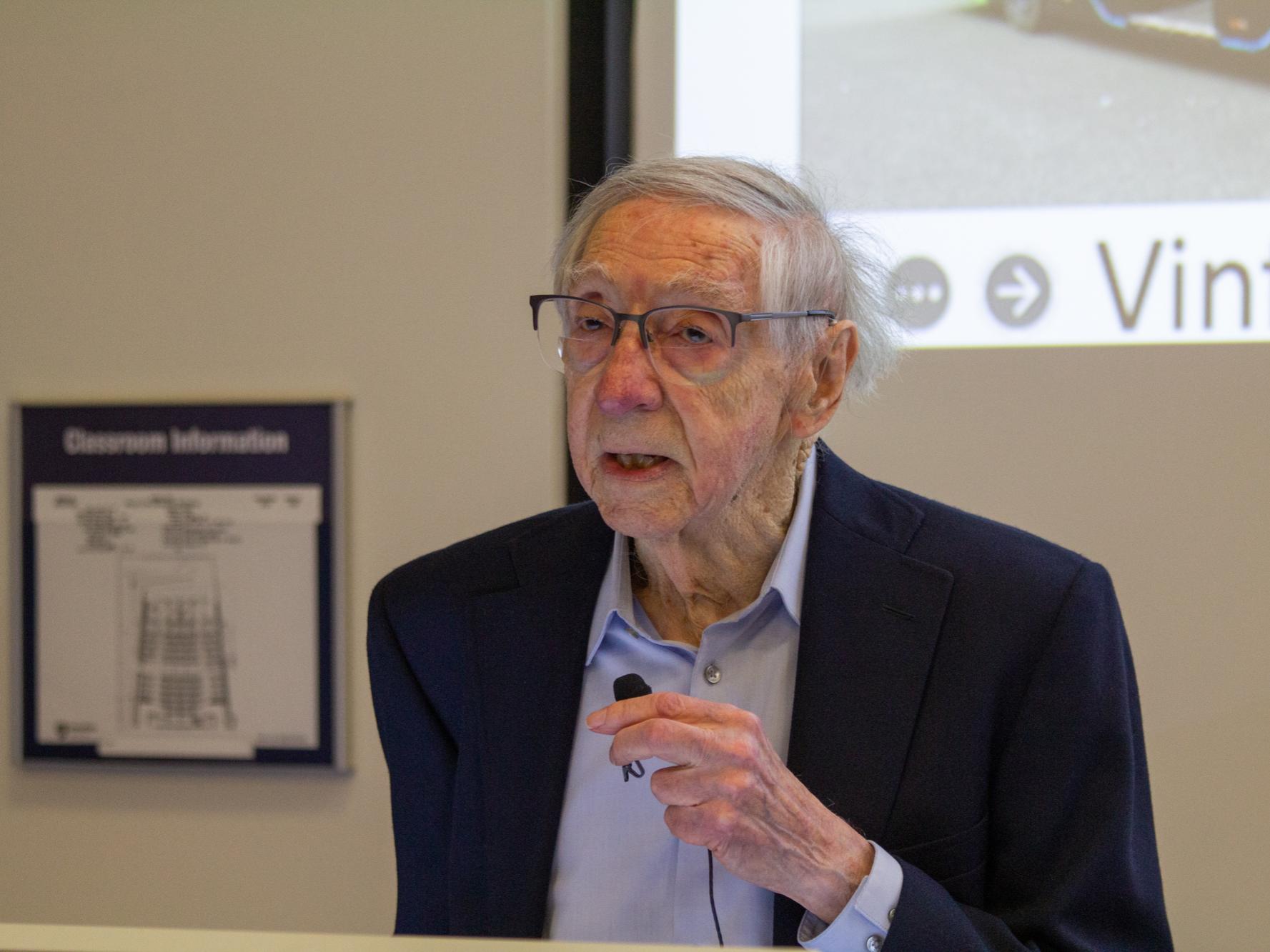 Harry Allcock speaking at the Allcock Group Alumni Lecture