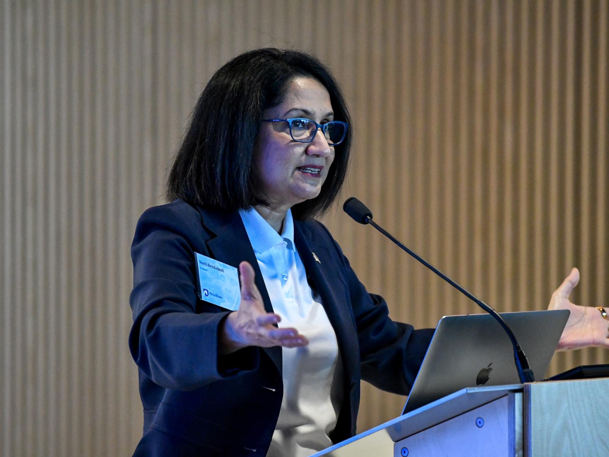 President Neeli Bendapudi gives speech