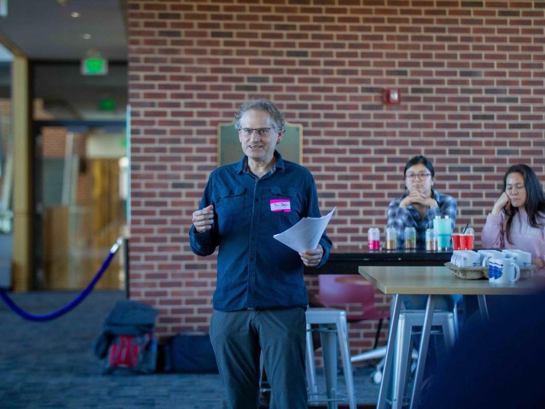 Tim Jegla, associate head of graduate education in the Department of Biology, speaks at the Biology and Ecology Student Research Showcase on Nov. 1, 2024.