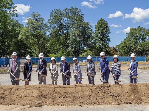Dignitaries pose for shot at groundbreaking