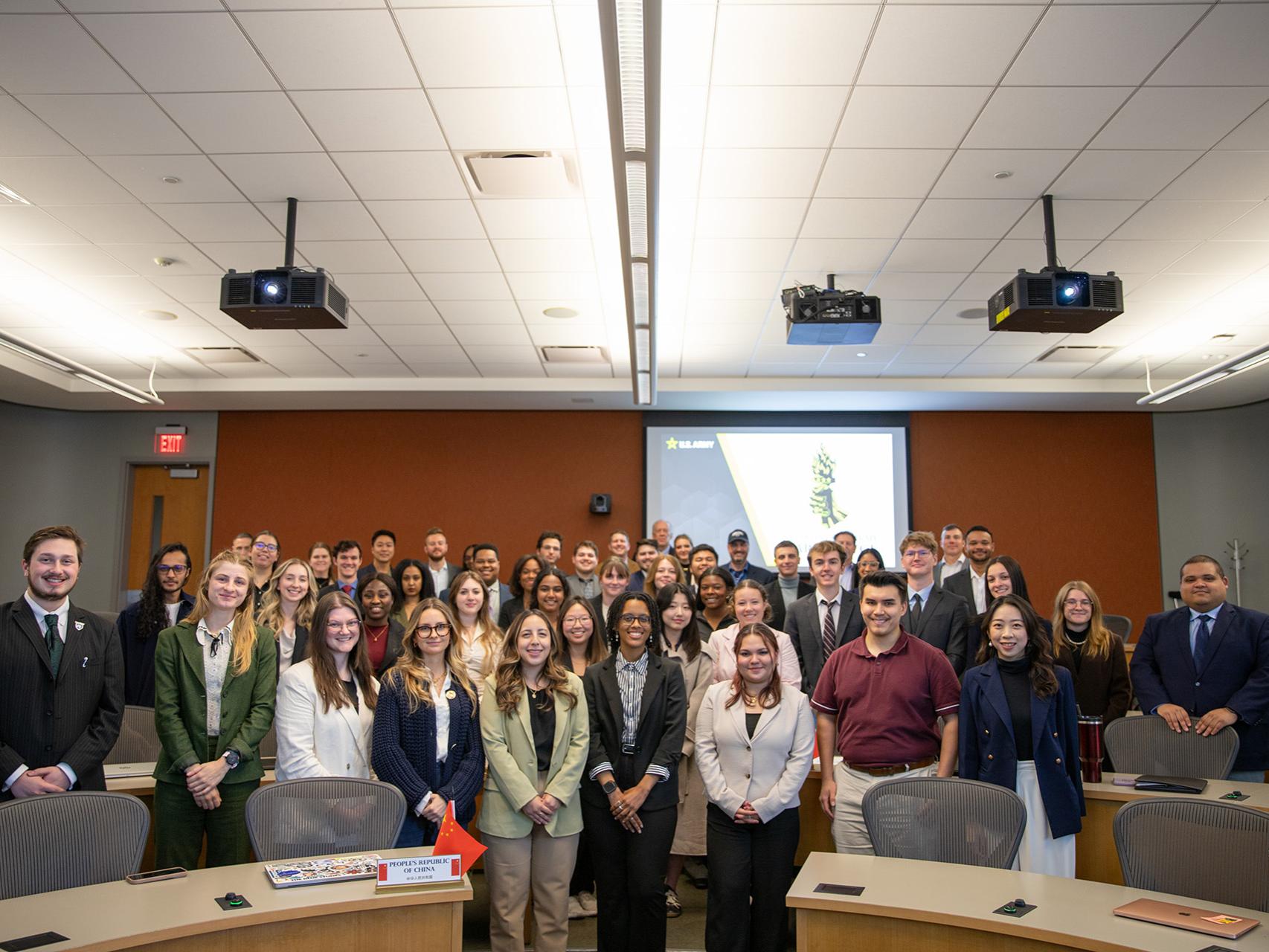 Participants in the 2024 crisis simulation at the Lewis Katz Building.