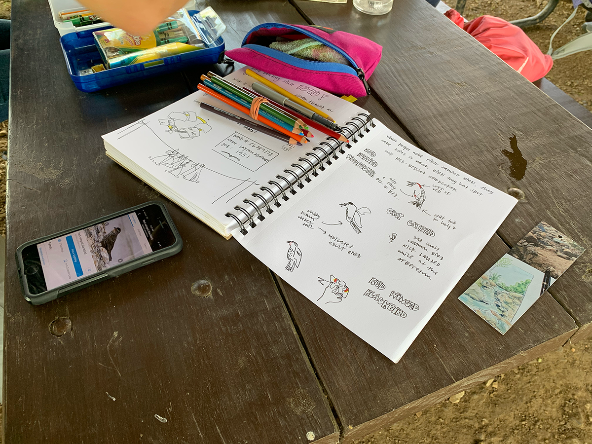 Journal with writing and drawings