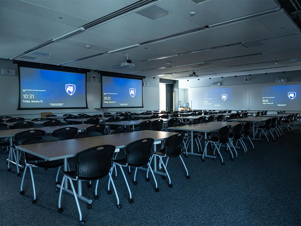 An empty classroom.