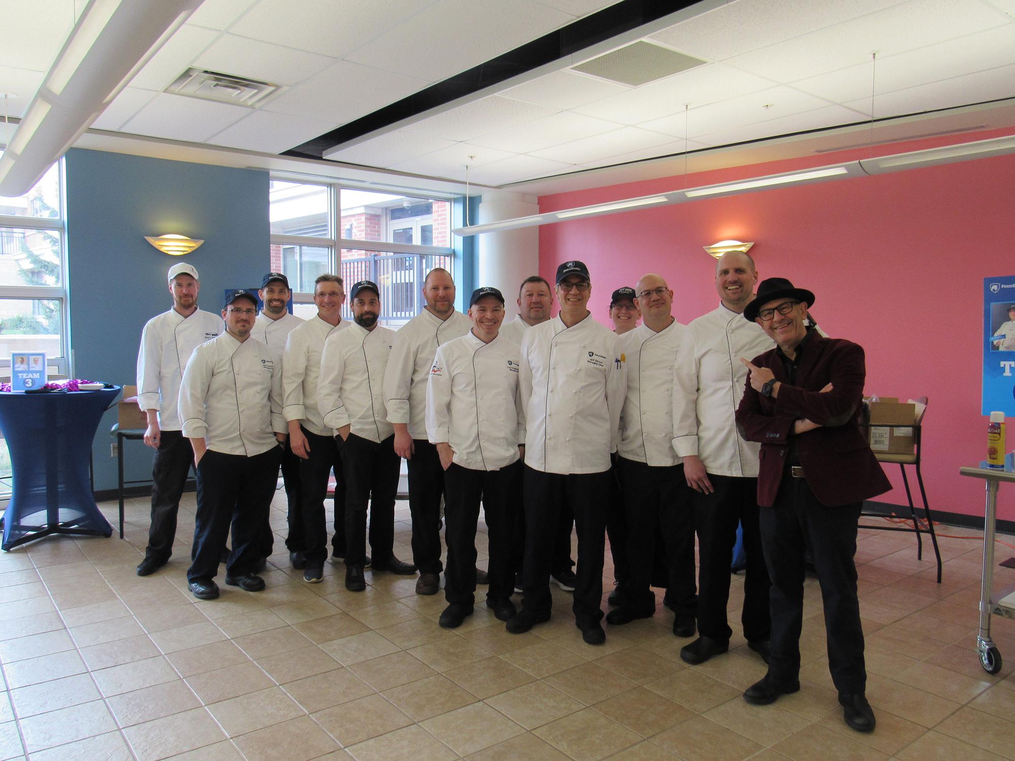 Simon Majumdar with Penn State Chefs during the 2024 Culinary Throwdown