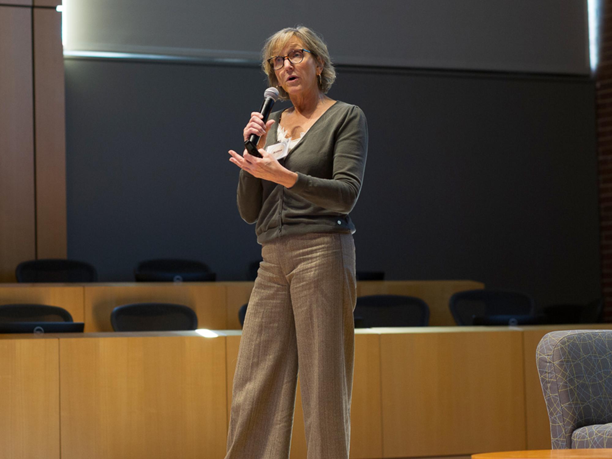 Andrea Tessier, Penn State senior director of statewide Continuing Education and workforce development, discusses a POD project during the Antiracist Development Institute’s Second Annual Convening, held last fall at Penn State Dickinson Law. 
