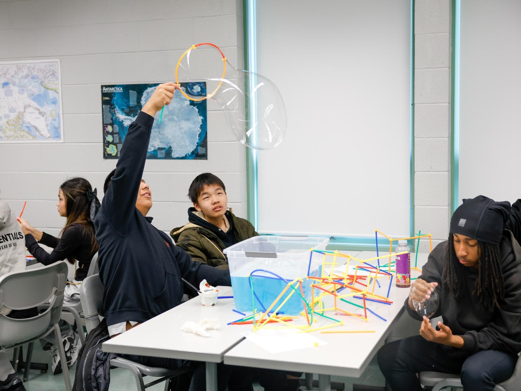 students with bubbles