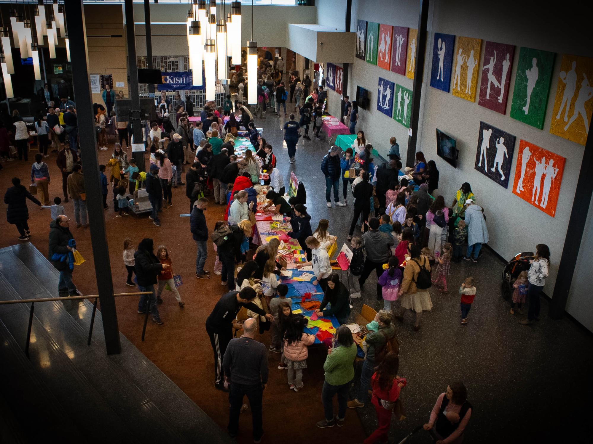 High level view of the tables and food court at Multicultural Children's Festival