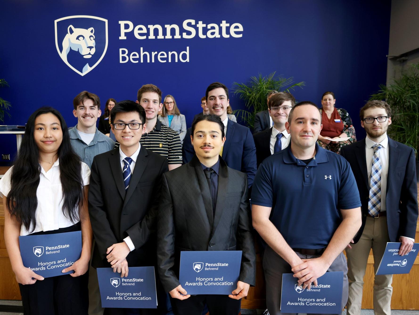 A group of Penn State Behrend students poses at the college's Honors & Awards Convocation.