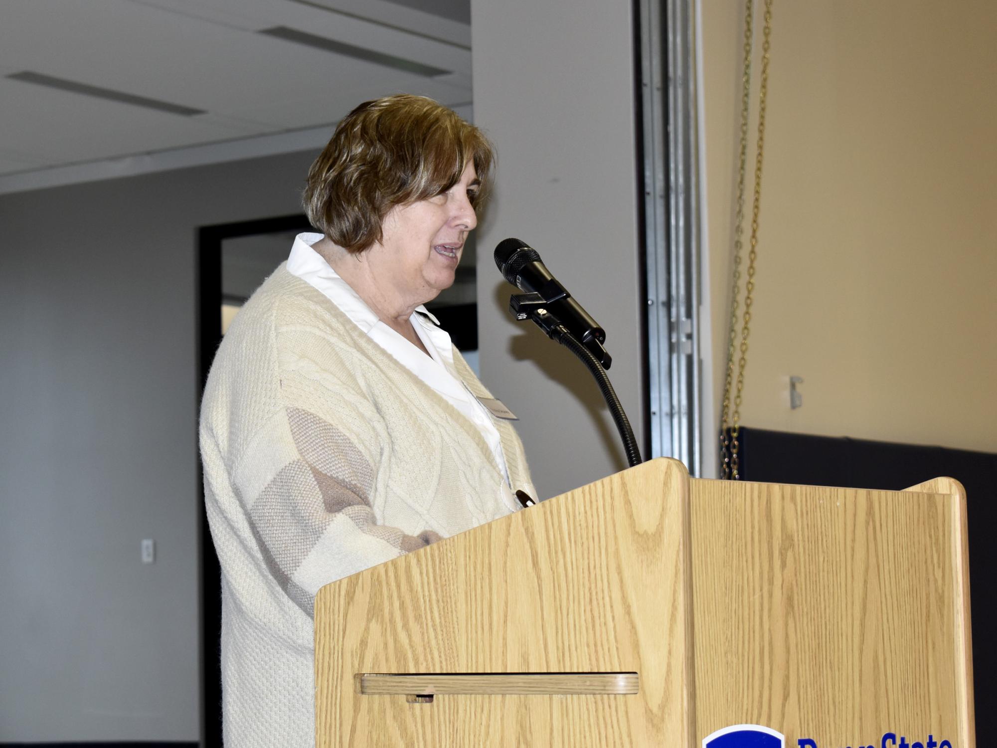 Penn State DuBois student Cristina Delaney speaks during the scholarship luncheon at the PAW Center.