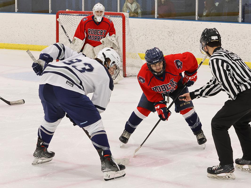 Tyler Kearney at the face-off of Penn State Altoona’s third match up with Robert Morris University.