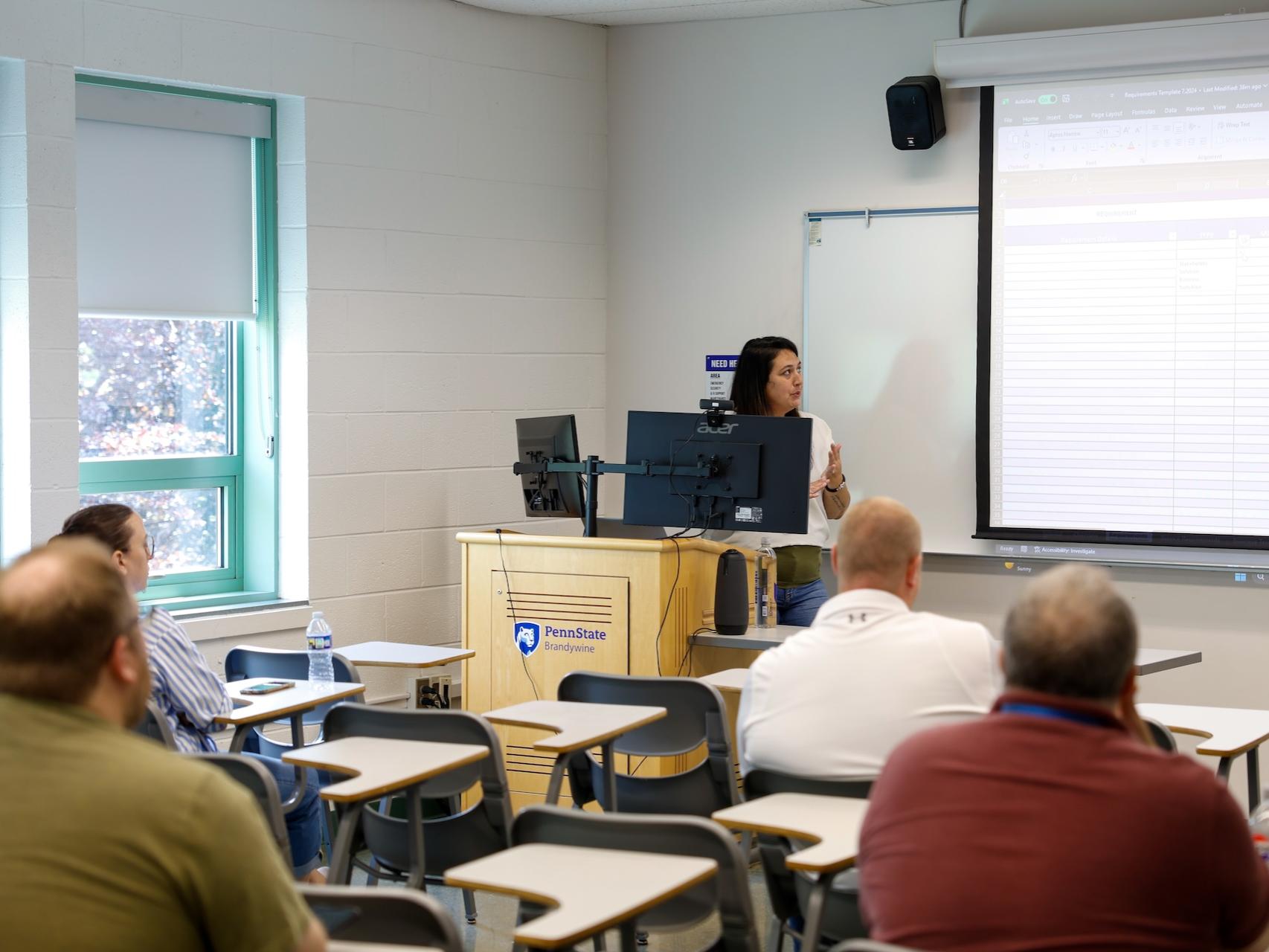 woman speaking in classroom