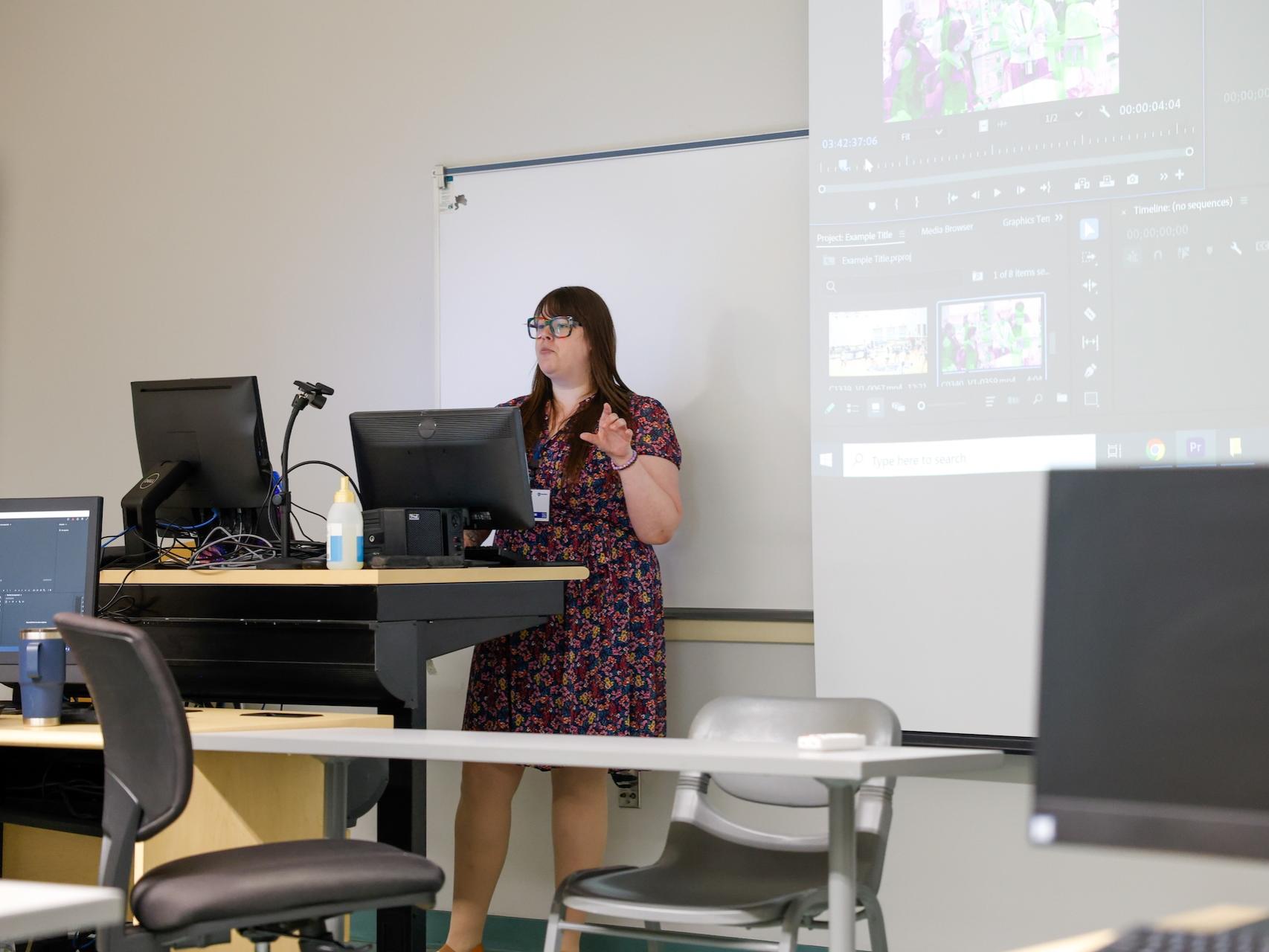 lady speaking in classroom