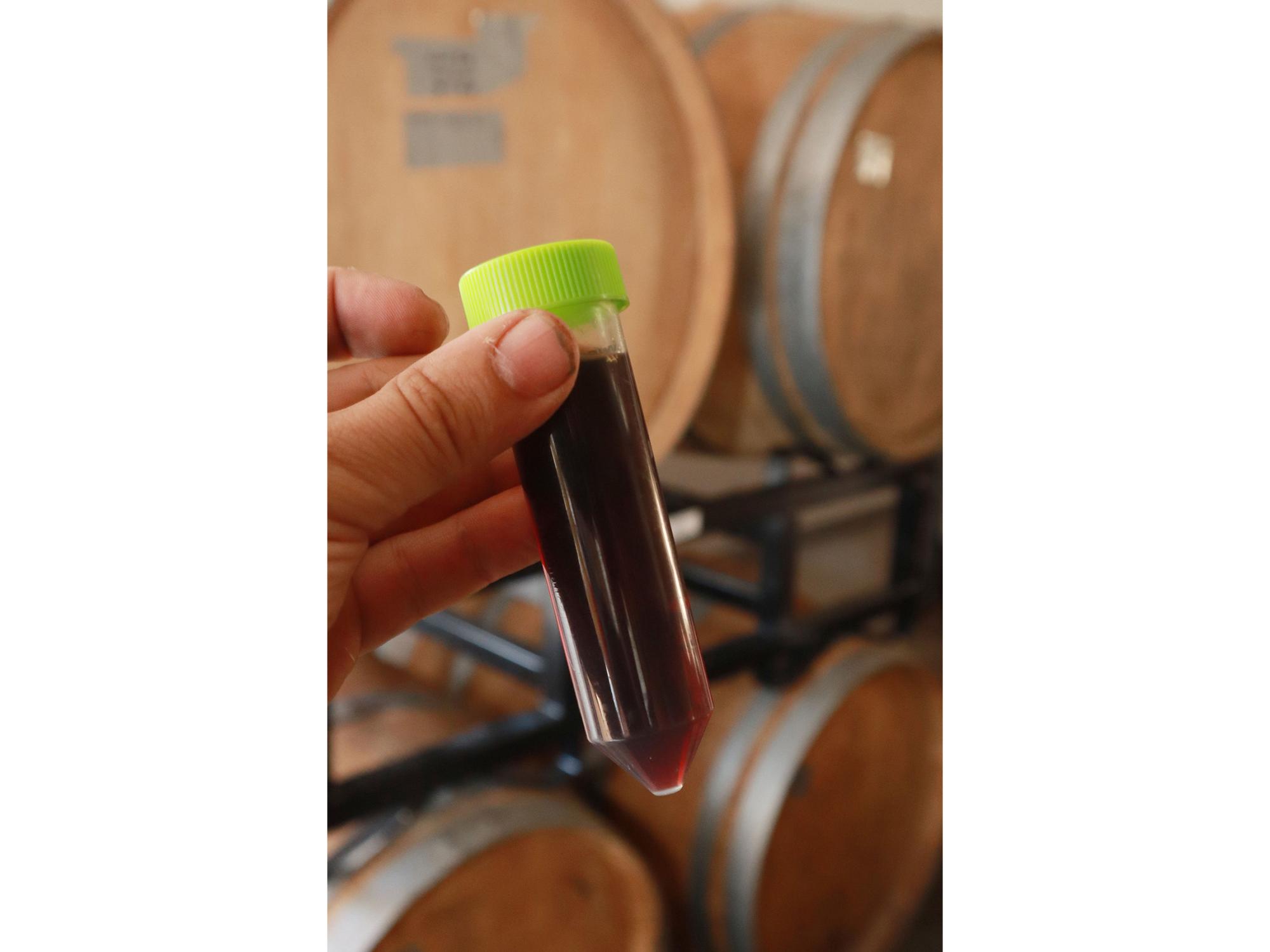 a tube in front of barrels