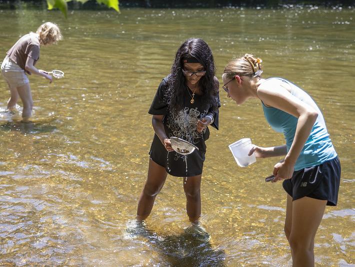 Students testing water at Gring's Mill Recreation Area
