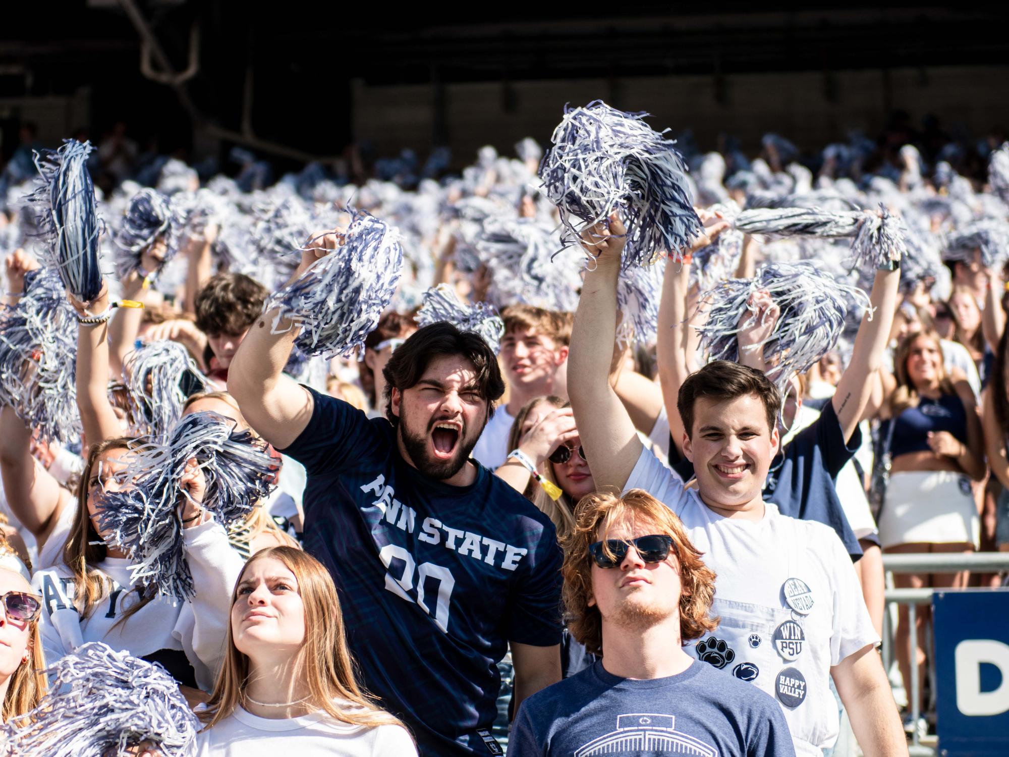 A student yelling in the fan section