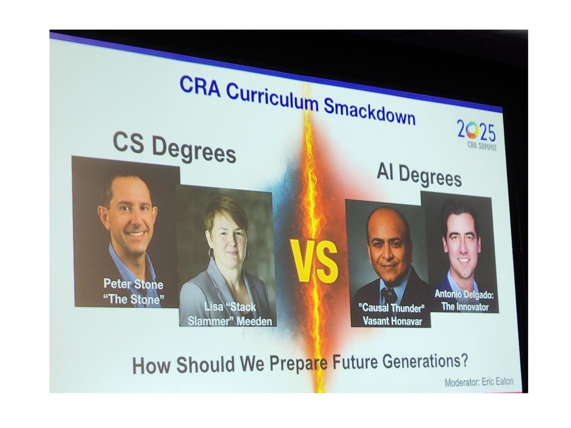 powerpoint slide featuring headshots of four panelists