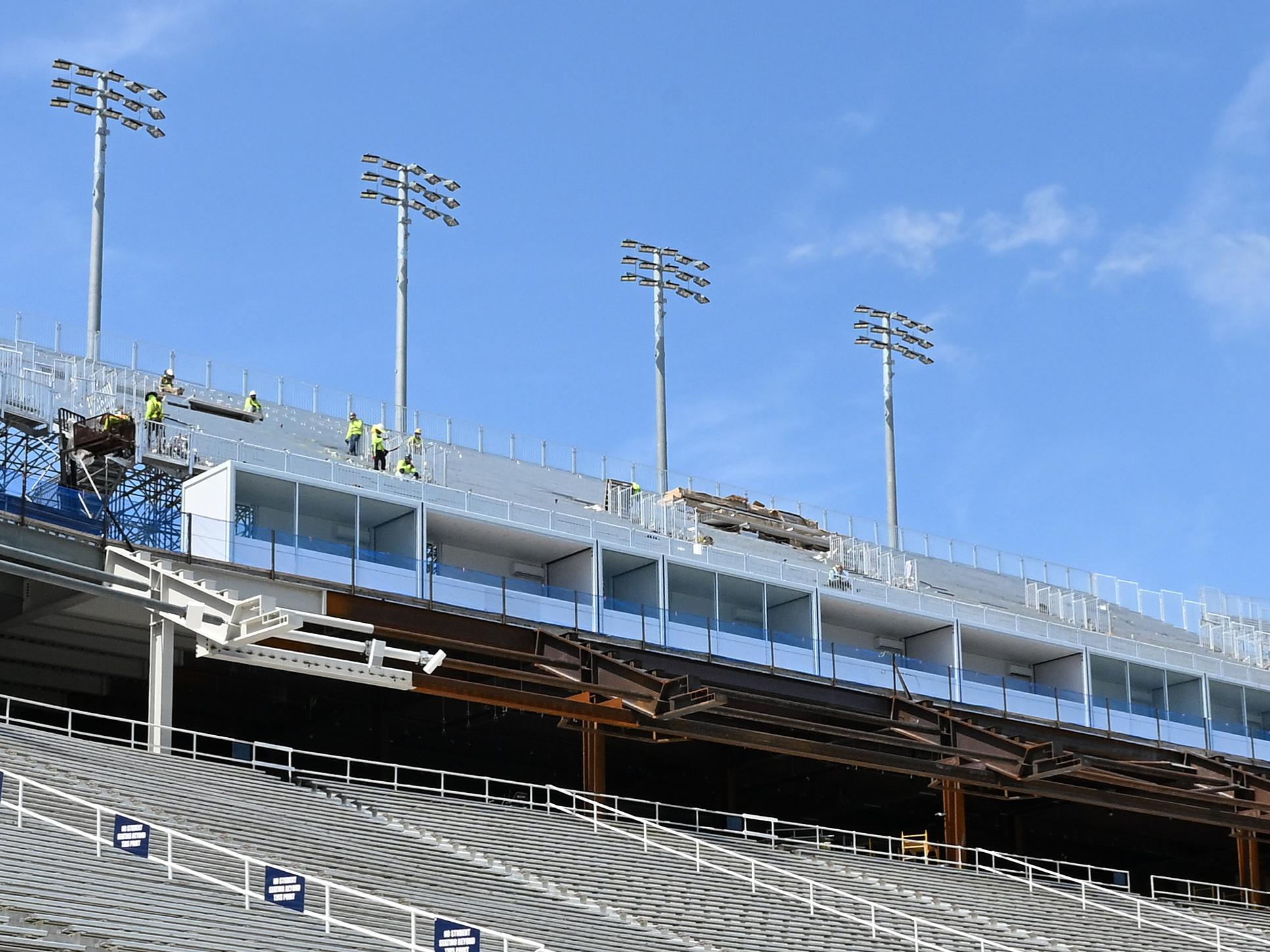View of temporary stands at Beaver Stadium