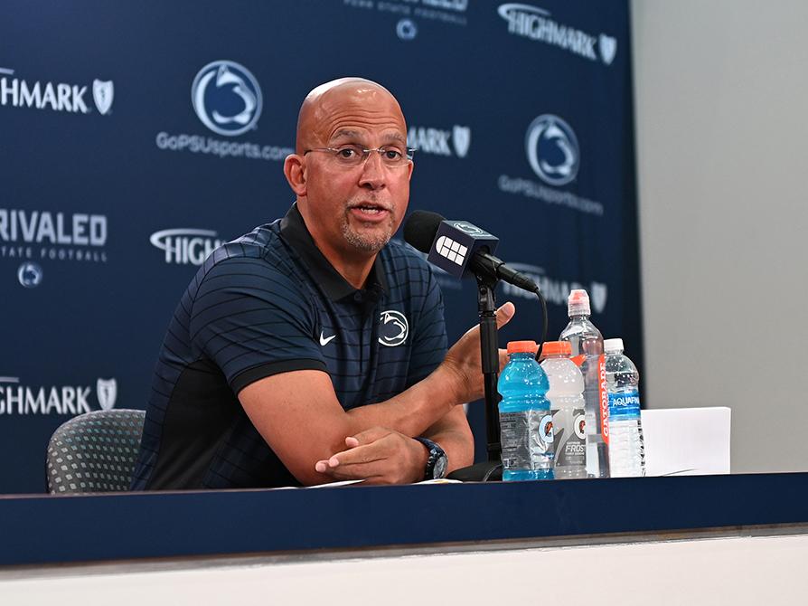 James Franklin at microphone