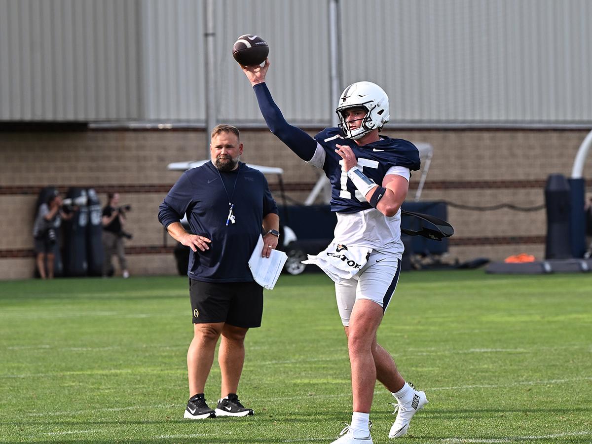 Quarterback Drew Allar throws a pass