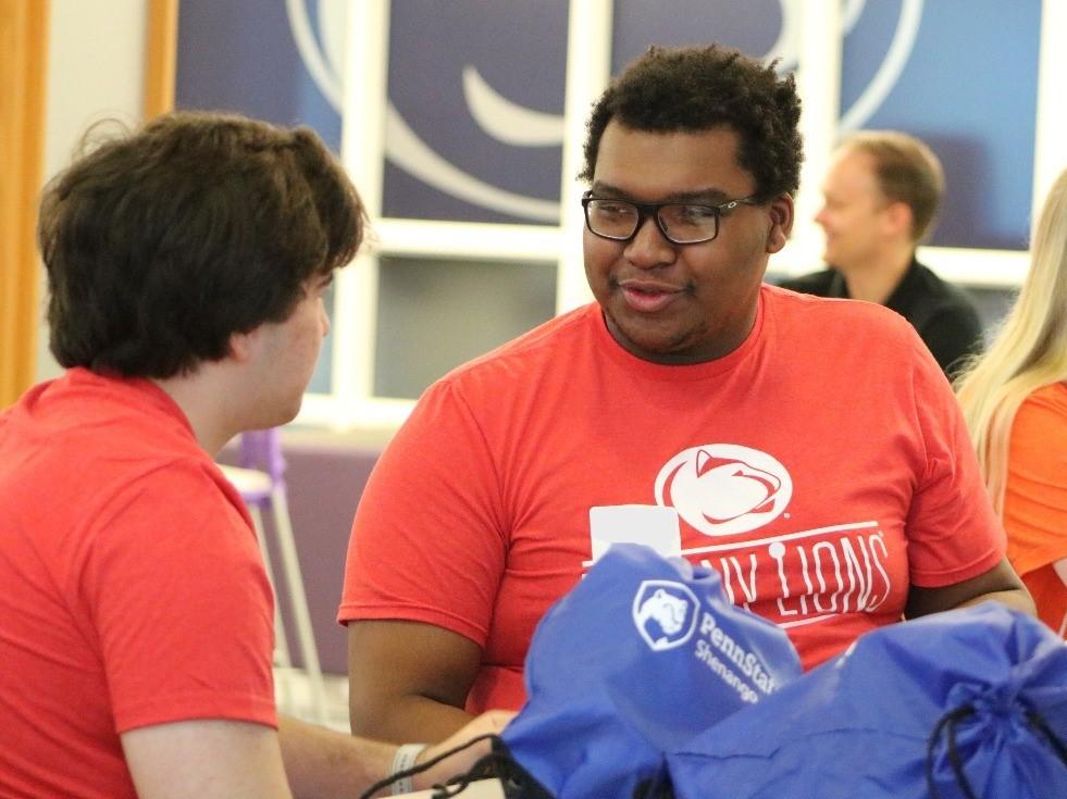 Two students having a discussion