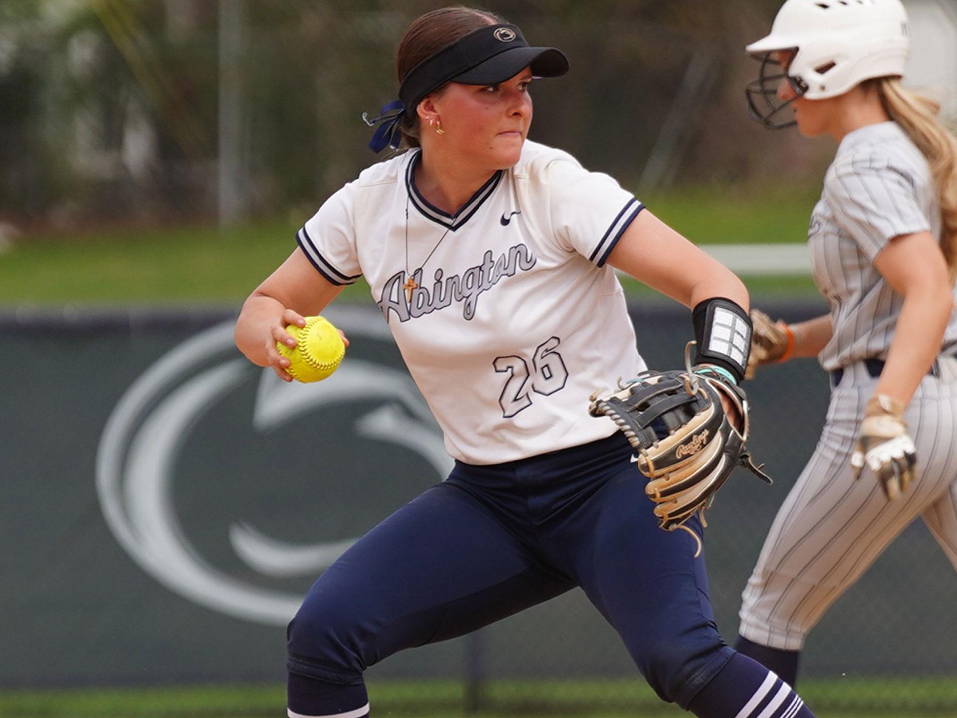 Woman playing college softball
