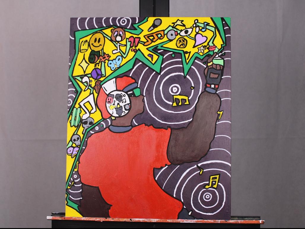 “Resonate,” a painting by Jaeden Proctor, first year student