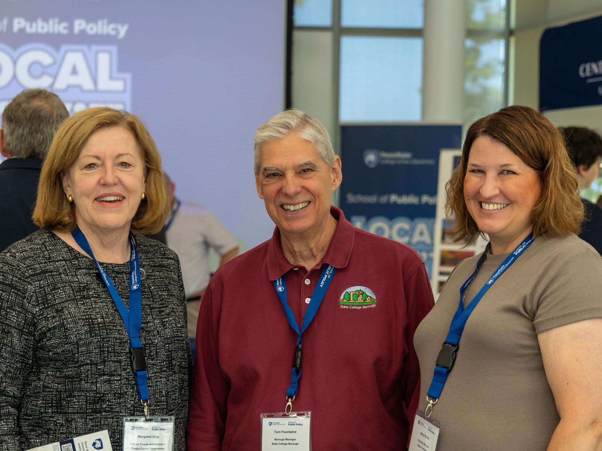 Margaret Grey, Tom Fountaine, and Amy Farkas pose together during the Expo’s Career Fair