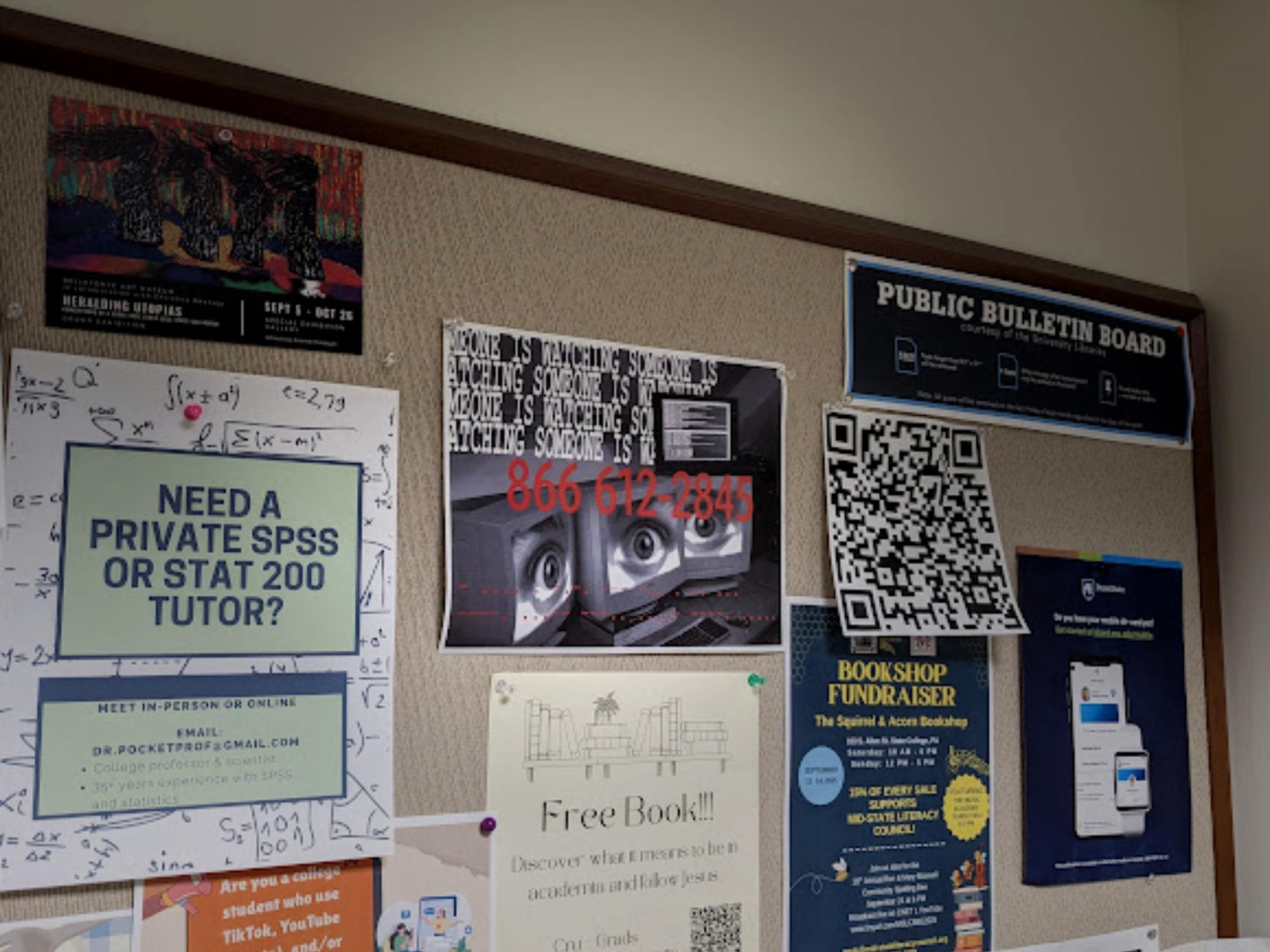 bulletin board of announcements
