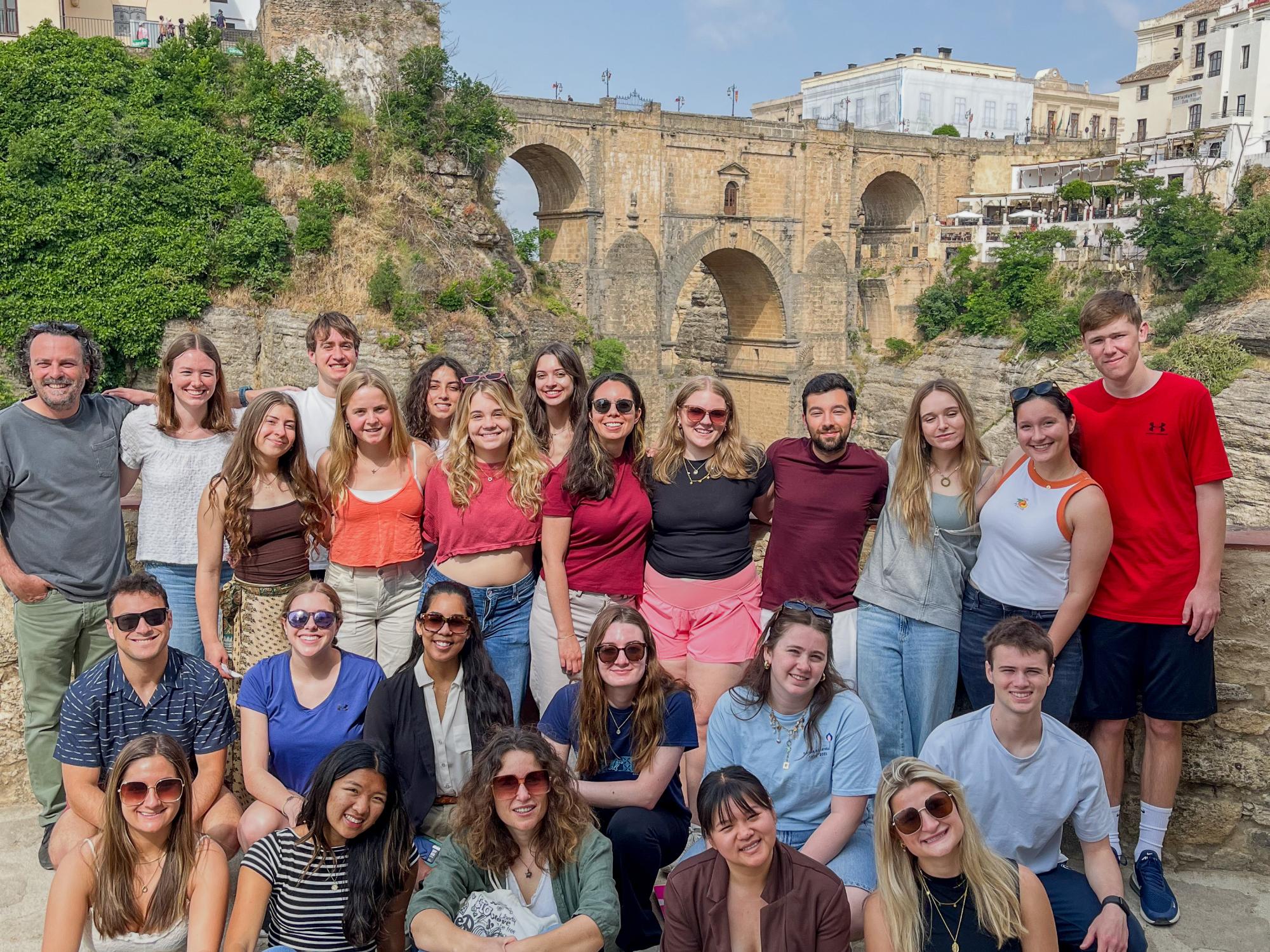 Students gather near the Puente Nuevo bridge in Ronda, Spain.