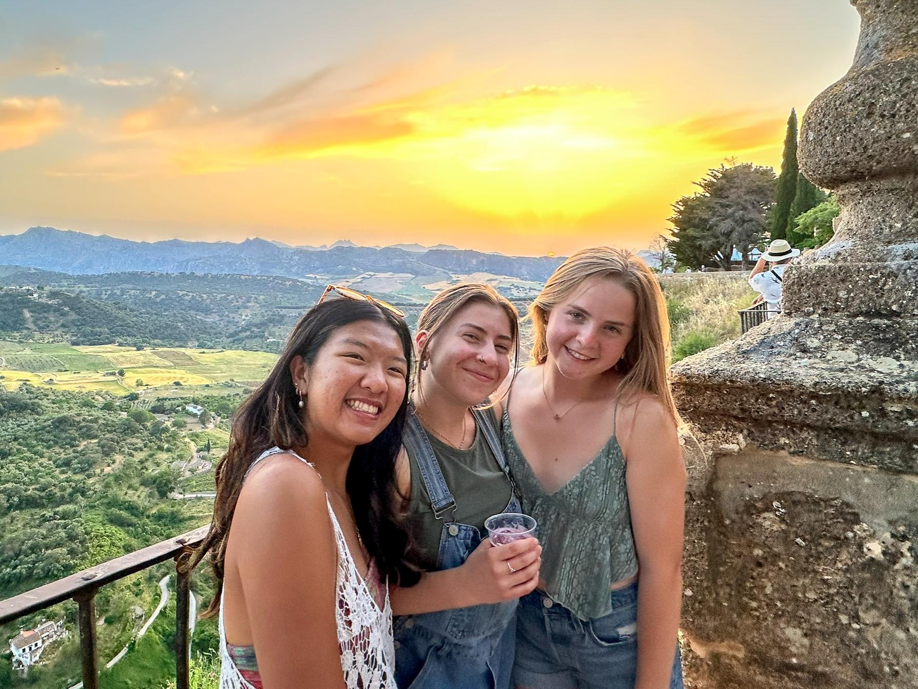 Students smile while attending the Ronda Romántica festival in Ronda, Spain. 