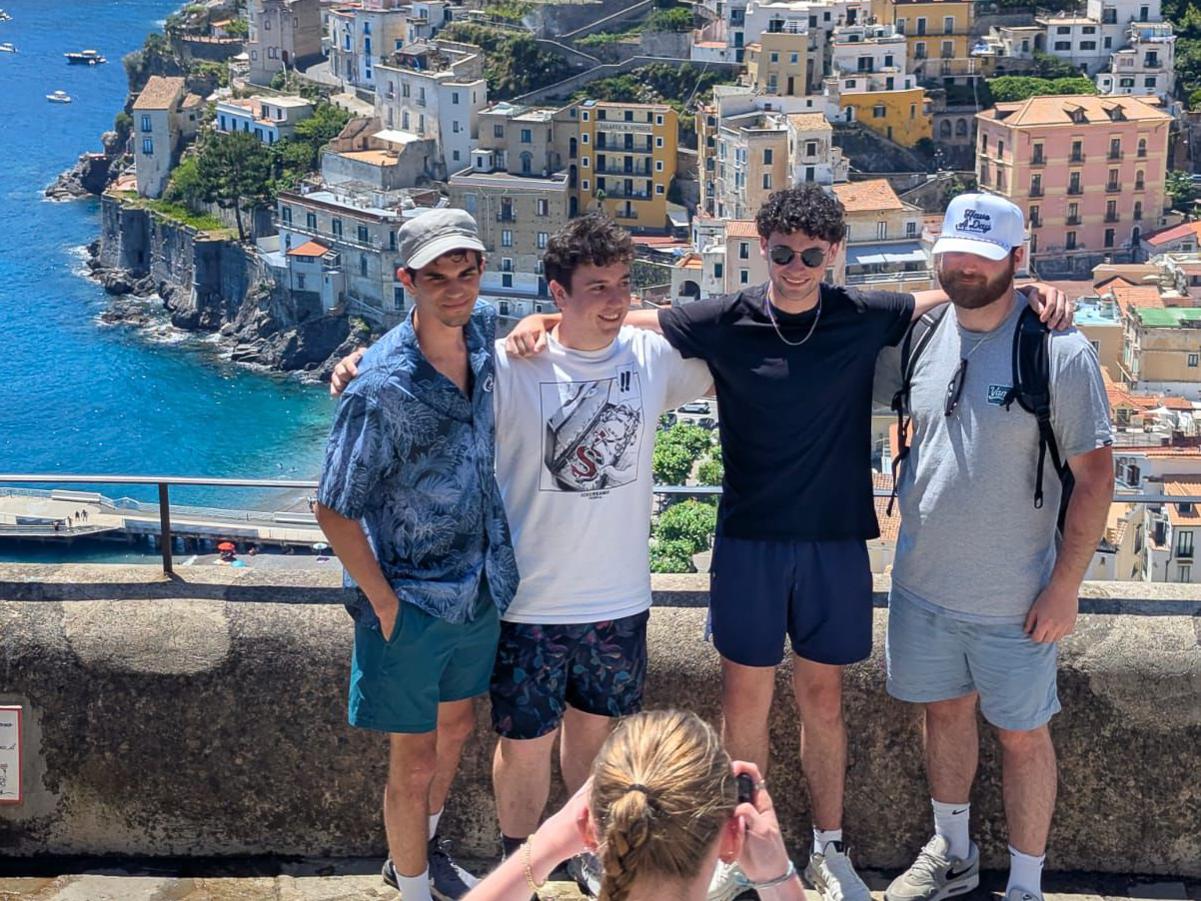 Four Penn State students pose for a photo in Maiori.