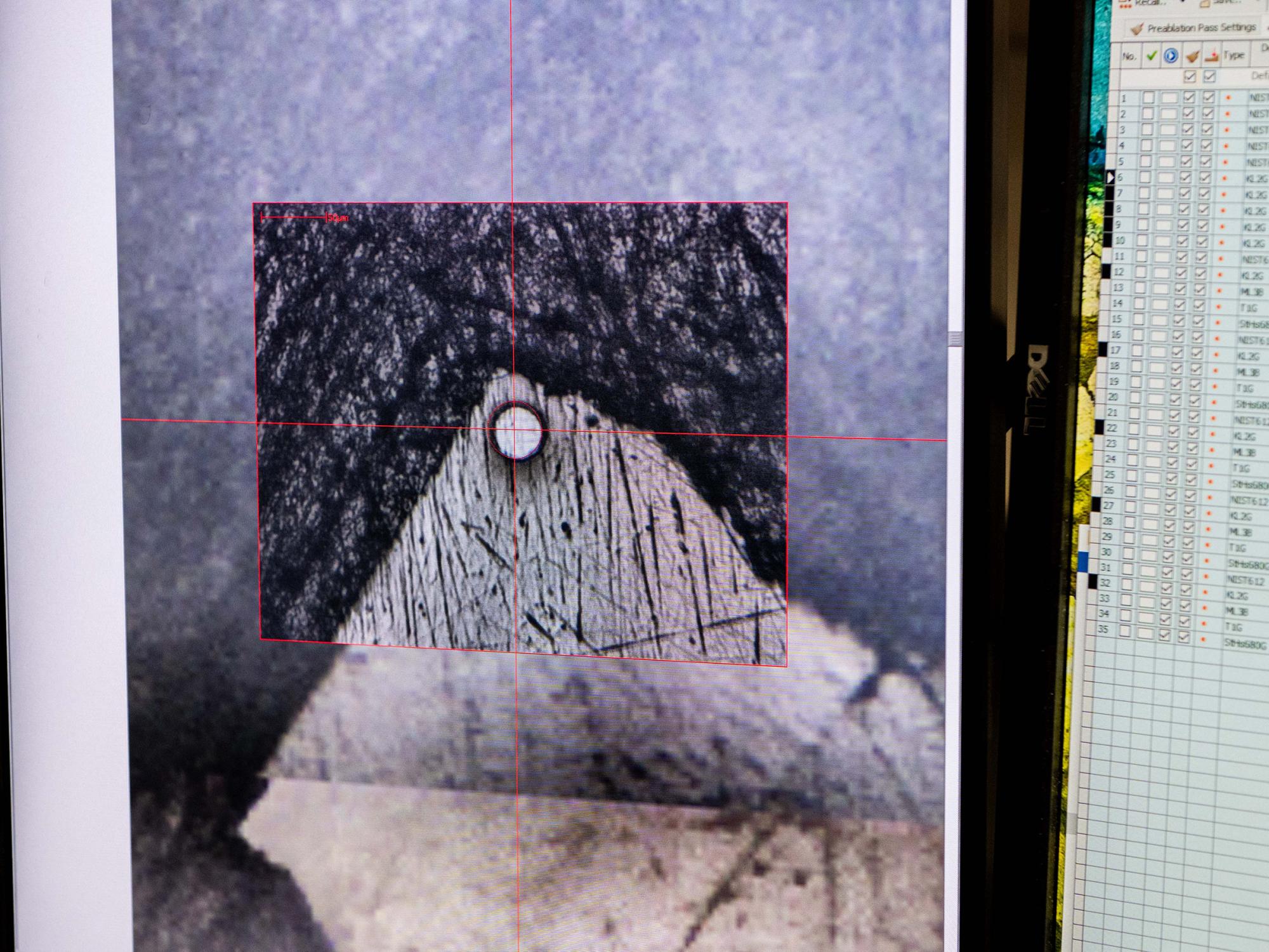 A black and white image of a rock on a computer screen