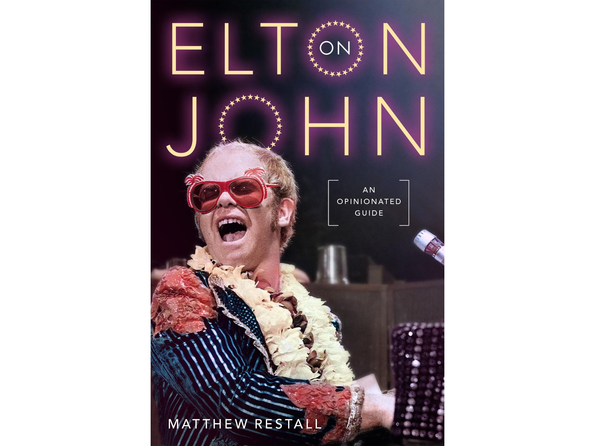 Elton John in concert costume on cover of "On Elton John" 