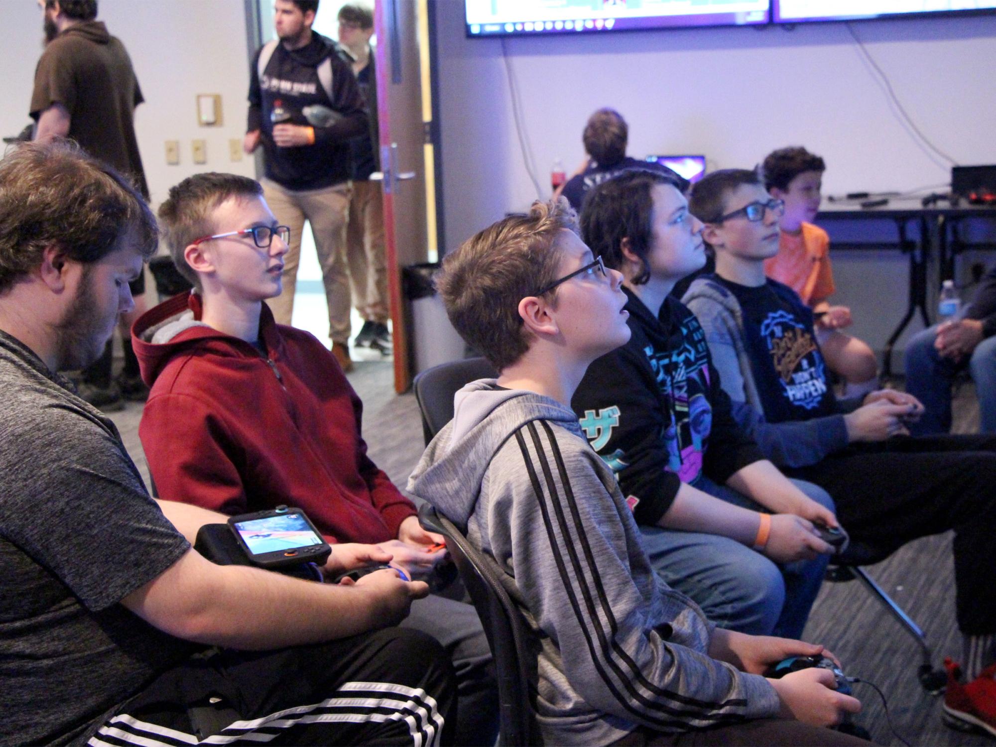 Young players at Video Game Day 42 at Penn State DuBois enjoy a session of Super Smash Brothers during the final installment of the event at the campus.