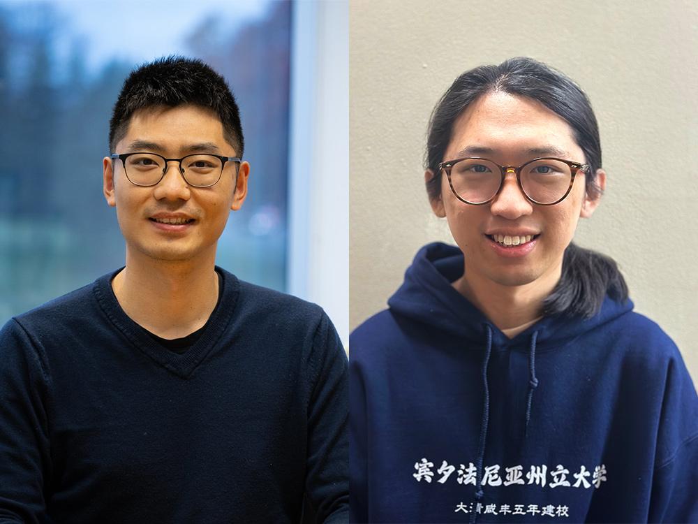 Rui Zhang on the left and Ranran Haoran Zhang on the right looking into the camera and smiling. 