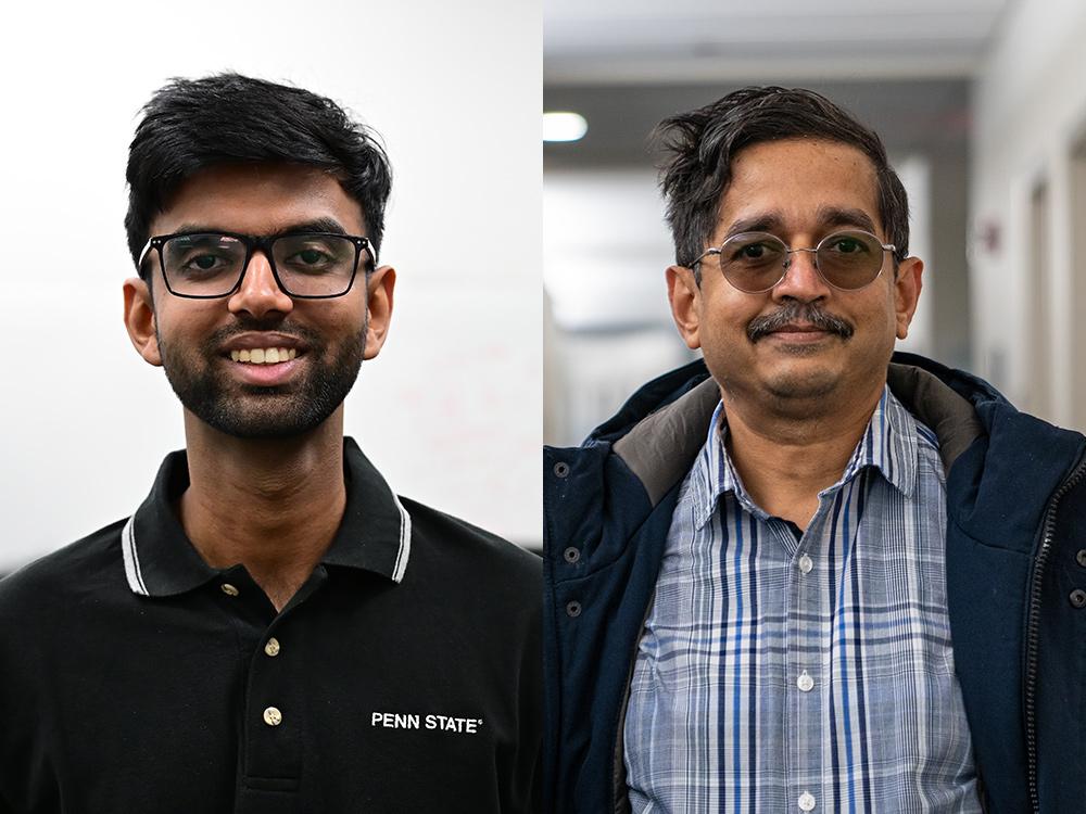 Portraits of Ajay Narayanan Sridhar on the left and Vijaykrishnan Narayanan on the right, looking at the camera and smiling.