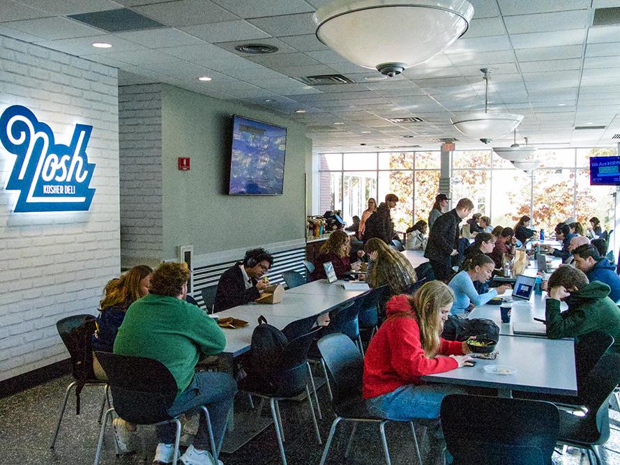 Students and other diners outside Nosh Kosher Deli
