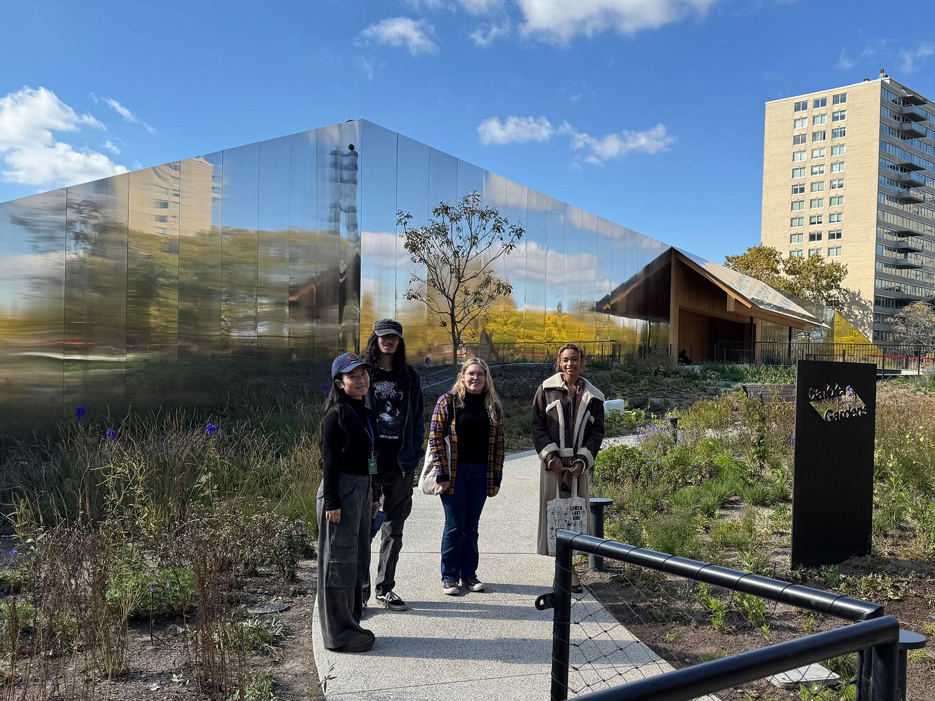 People standing in a garden