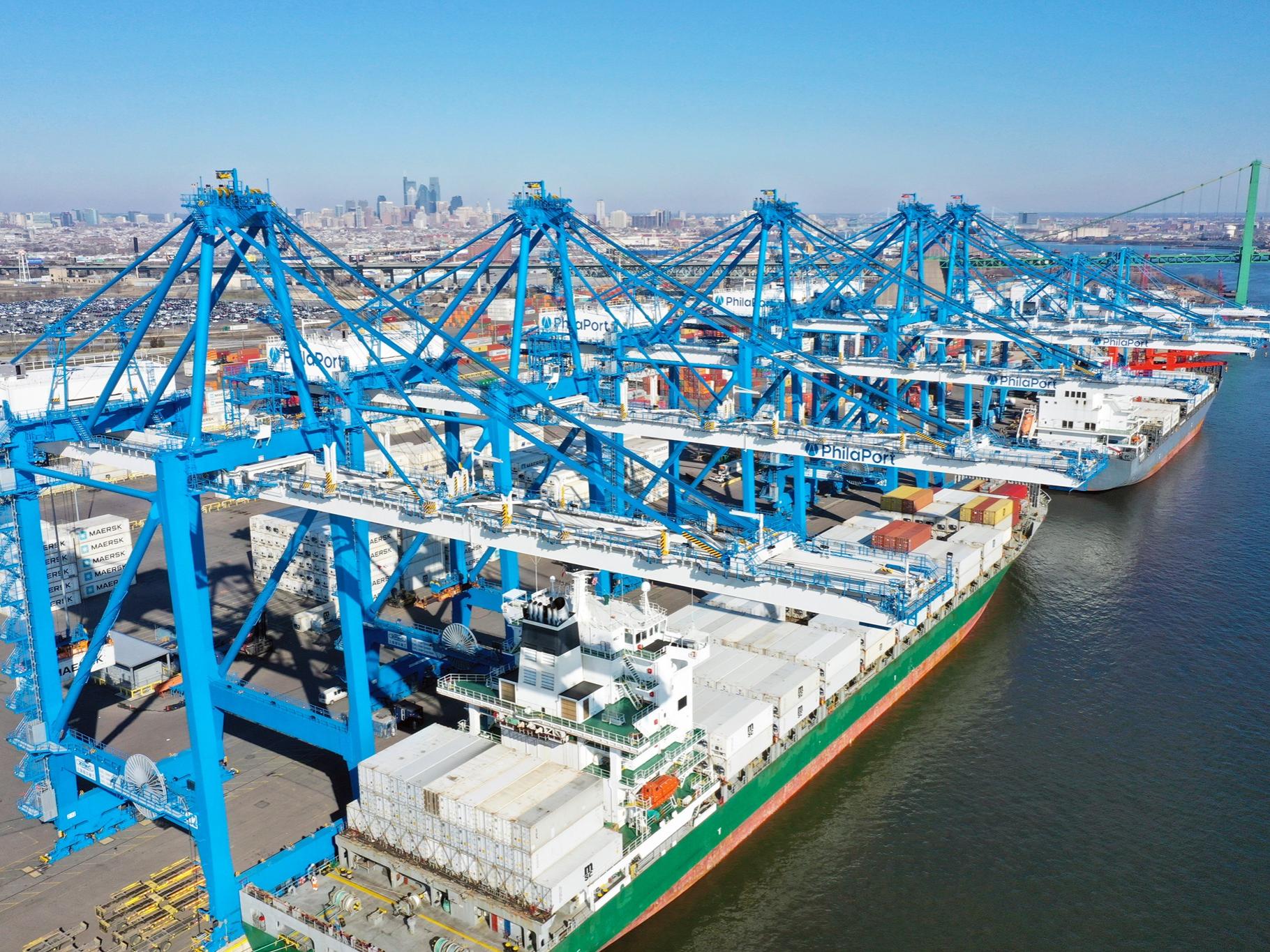 aerial photo of the port of philadelphia
