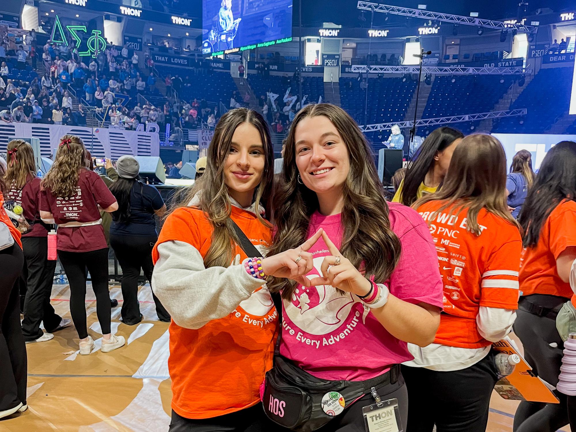 Kayla Lynch (left) with a friend at Penn State THON