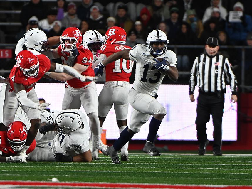 Player running away from defense