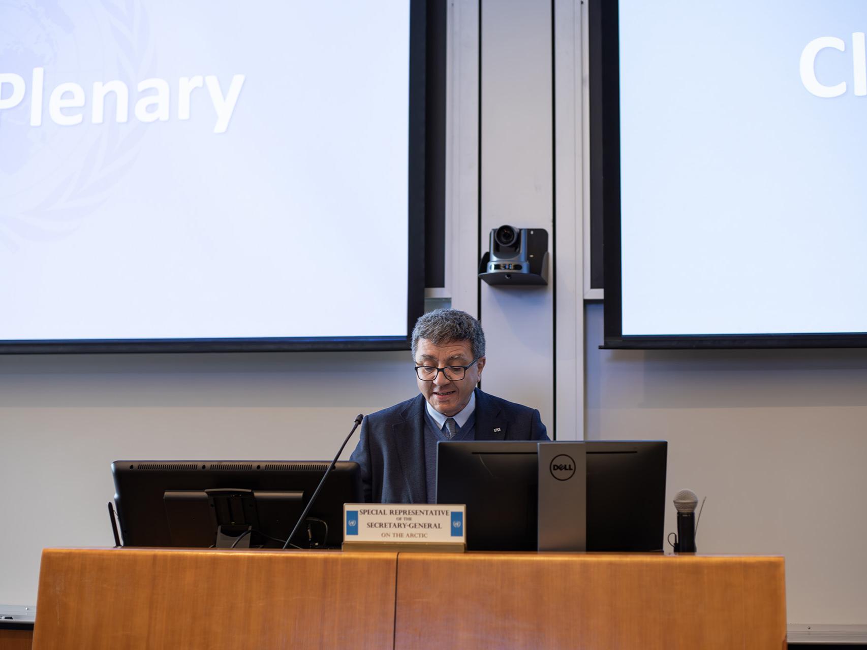 Ambassador Andrea Canepari, who held the role of U.N. Special Representative, speaking at the closing plenary.