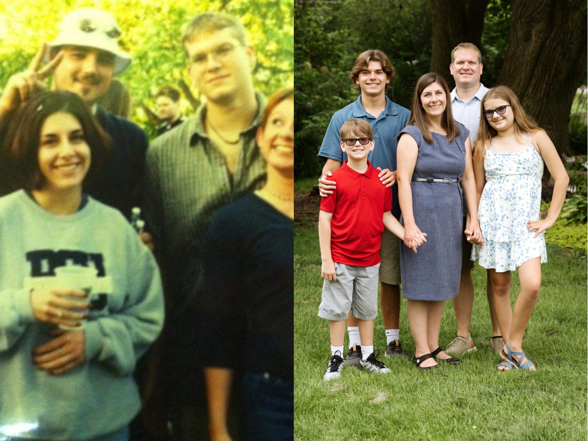 Then and now photos of Laura and Daryl Bond