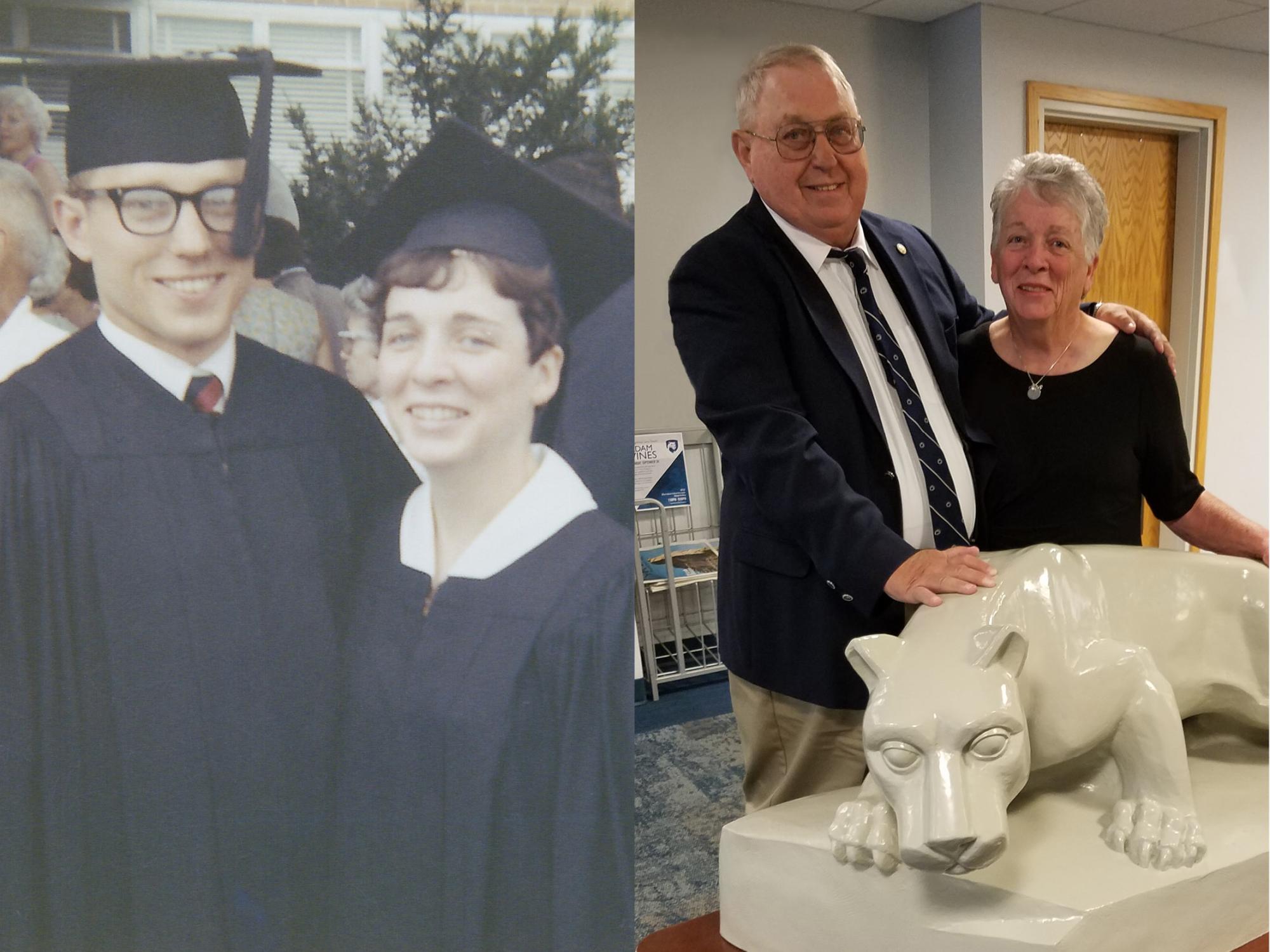 Then and now photos of Patricia and the late Wayne Fry