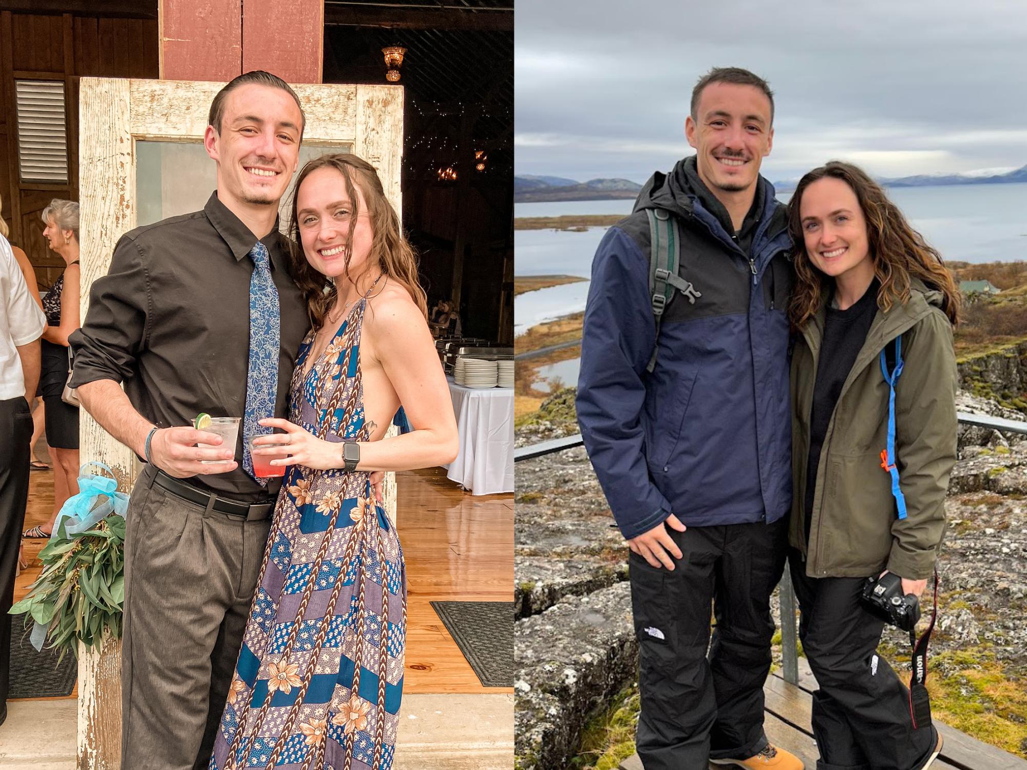 Then and now photos of Haley Vavrek and Joseph Aman 