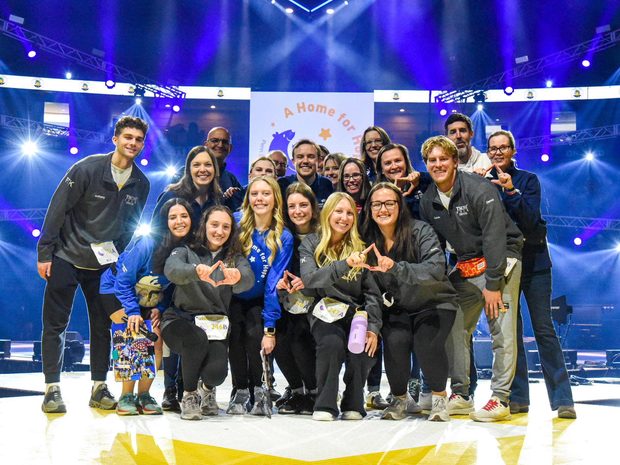 Volunteer leaders on THON stage